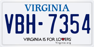 VA license plate VBH7354