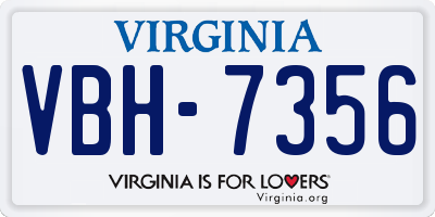 VA license plate VBH7356