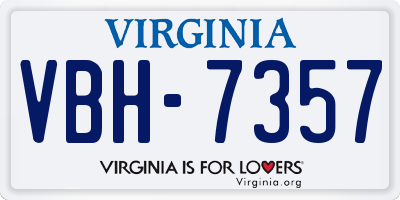 VA license plate VBH7357