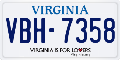 VA license plate VBH7358