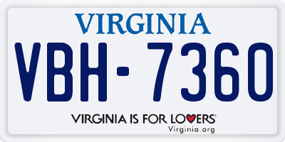 VA license plate VBH7360