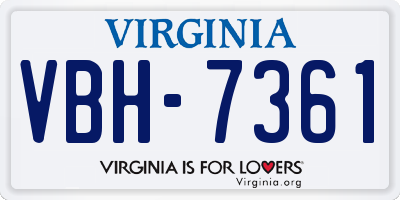 VA license plate VBH7361
