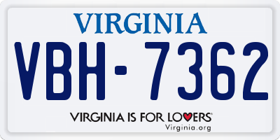 VA license plate VBH7362