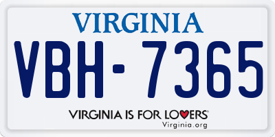 VA license plate VBH7365
