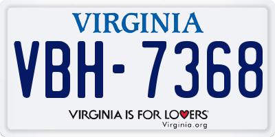 VA license plate VBH7368