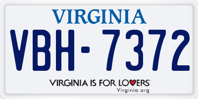 VA license plate VBH7372