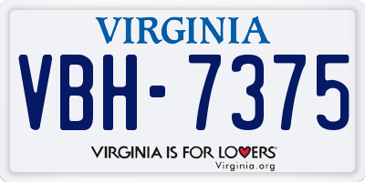 VA license plate VBH7375