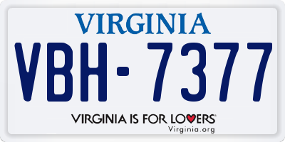 VA license plate VBH7377