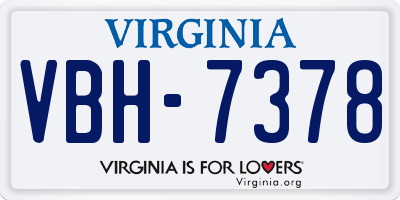 VA license plate VBH7378