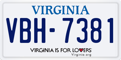 VA license plate VBH7381