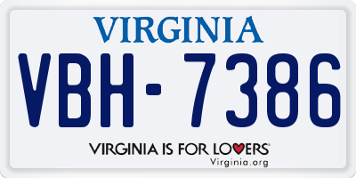 VA license plate VBH7386