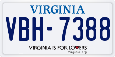 VA license plate VBH7388