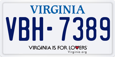 VA license plate VBH7389