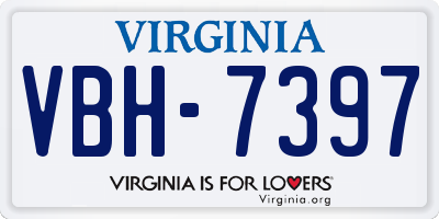 VA license plate VBH7397
