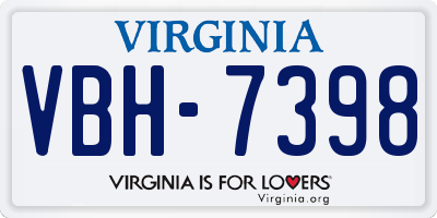 VA license plate VBH7398