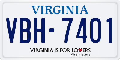 VA license plate VBH7401