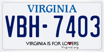 VA license plate VBH7403