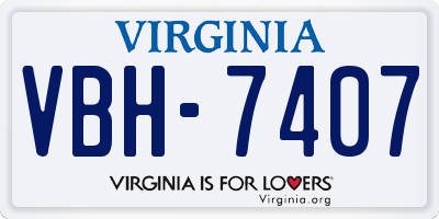 VA license plate VBH7407