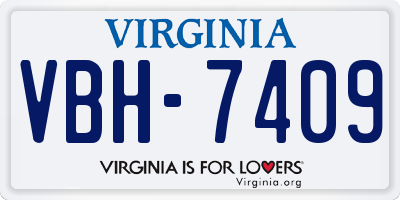 VA license plate VBH7409