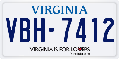 VA license plate VBH7412