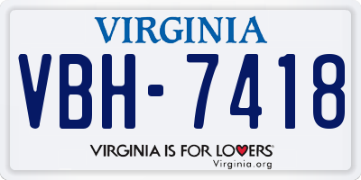 VA license plate VBH7418