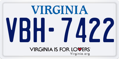 VA license plate VBH7422