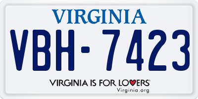 VA license plate VBH7423