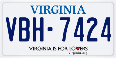 VA license plate VBH7424
