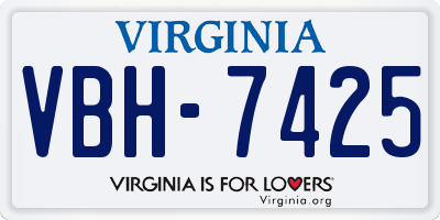 VA license plate VBH7425
