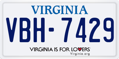 VA license plate VBH7429