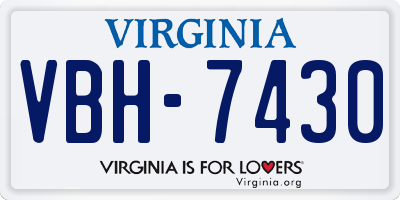 VA license plate VBH7430