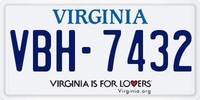 VA license plate VBH7432