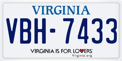 VA license plate VBH7433