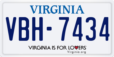 VA license plate VBH7434