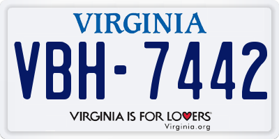 VA license plate VBH7442