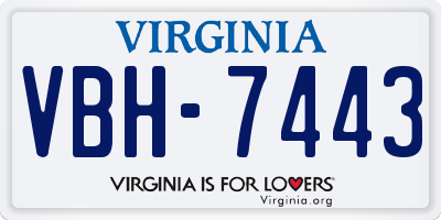 VA license plate VBH7443