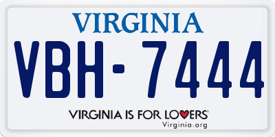 VA license plate VBH7444