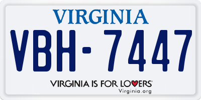 VA license plate VBH7447
