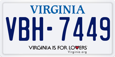 VA license plate VBH7449