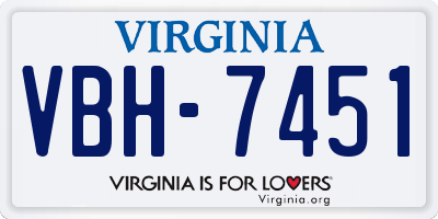 VA license plate VBH7451