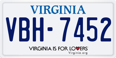 VA license plate VBH7452