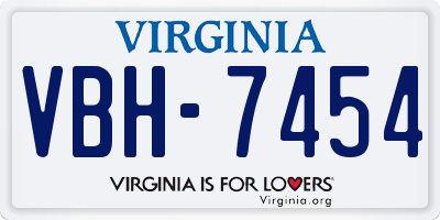 VA license plate VBH7454