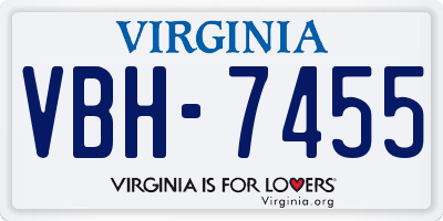 VA license plate VBH7455