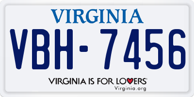 VA license plate VBH7456
