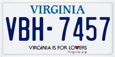 VA license plate VBH7457