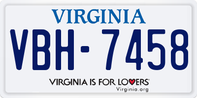 VA license plate VBH7458