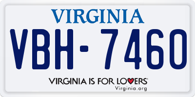 VA license plate VBH7460