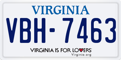 VA license plate VBH7463