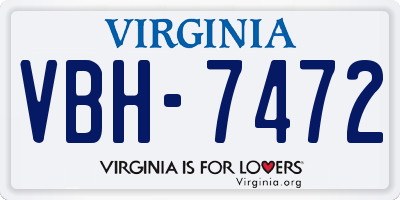 VA license plate VBH7472