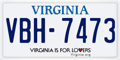 VA license plate VBH7473